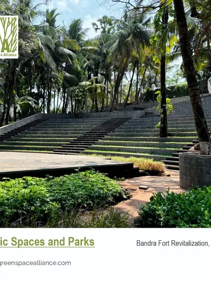 The revitalized Bandra Fort amphitheater, a key public space we designed to honor history while creating a vibrant cultural venue. This project demonstrates our expertise in heritage site renewal, transforming underutilized areas into thriving community assets for public enjoyment and cultural events.