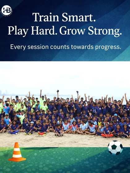 Our community is at the heart of everything we do. This large group photo from a beach training session captures the scale, spirit, and pure fun that makes being part of the HB Sports family a unique experience.