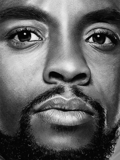A close-up of my Chadwick Boseman tribute. This view highlights the detailed work on the skin texture and the emotion conveyed through his eyes, which was the central focus of this memorial piece.