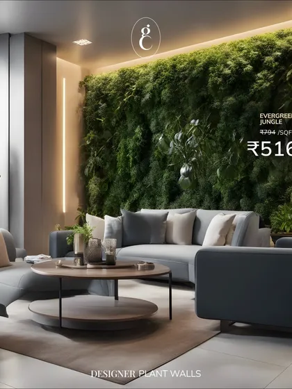 Bring the outdoors in with a stunning 'Evergreen Jungle' designer plant wall. This is a maintenance free way to create a dramatic, lush focal point in any living room or commercial space.