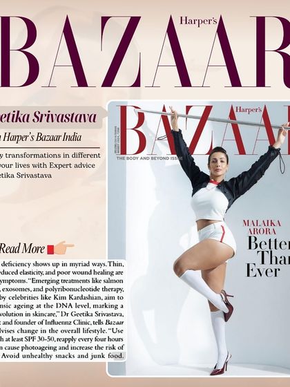 I am proud to be featured in Harper's Bazaar India, where I had the opportunity to share my expert advice on navigating key skin transformations through different decades of life.