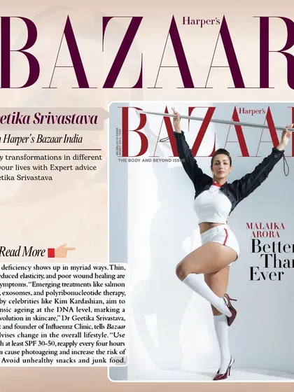 I'm thrilled to be featured in Harper's Bazaar India, where I discuss key skin transformations across different decades and share my expert advice on aging gracefully.