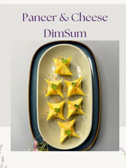 Our star-shaped Paneer & Cheese Dim Sum, a creative and delicious fusion appetizer. This dish is a favorite on our festive menus, combining Indian flavors with an Asian technique.