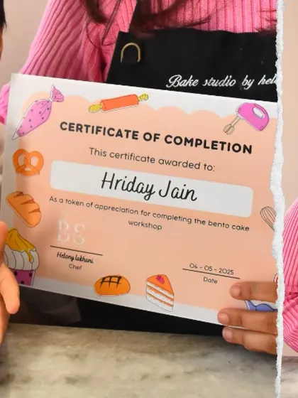 A close-up of the certificate of completion awarded to every child who participates in my workshops, a special token of their achievement.
