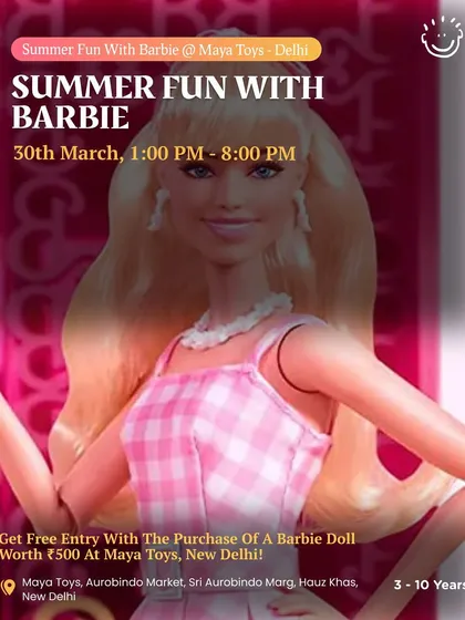 Summer Fun with Barbie at Maya Toys! A special event with free entry on the purchase of a Barbie doll.