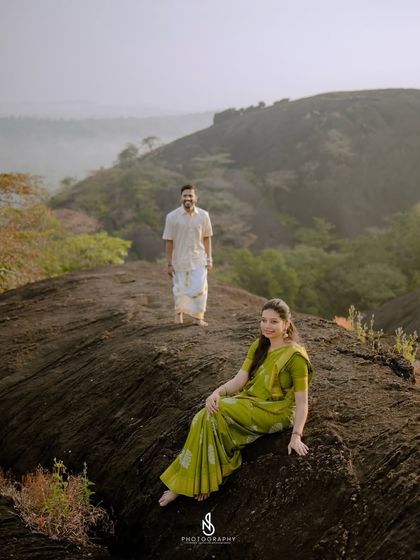 A wide-angle shot showing the scale of the rocky landscape. This type of photo is great for capturing the epic feel of a destination shoot.