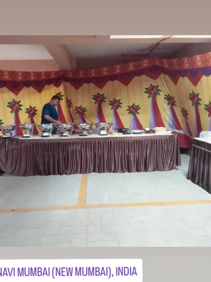 A buffet arranged in a society compound in Navi Mumbai. I can set up catering in residential buildings for various functions.