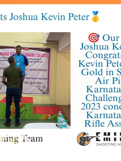 We congratulate our shooter Joshua Kevin Peter for winning Gold in the Sub-Youth Air Pistol category at the Karnataka State Challengers Cup 2023.