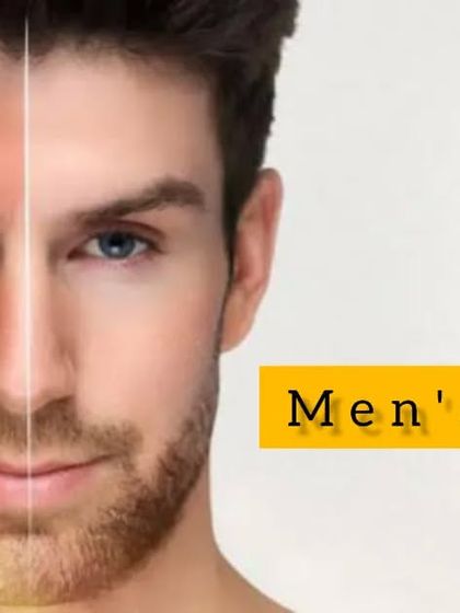 This graphic illustrates the benefit of my men's de-tan service. It's designed to remove tanning and restore your natural skin tone, giving you a brighter and fresher look.