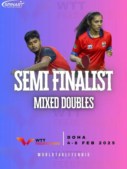A bronze medal finish for Spinart's Arnav at the WTT Feeder Doha in mixed doubles. Competing internationally provides invaluable experience and exposure for our players.