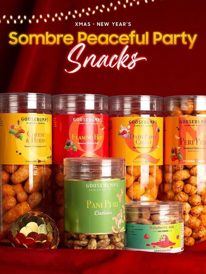 A close-up of the savoury snacks and mini cookies from the Sombre & Peaceful Party combo. This selection offers a variety of wholesome bites to keep the evening lively and delicious.