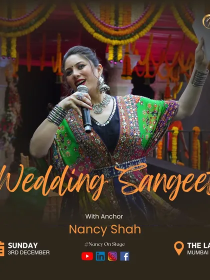 A poster announcing a wedding Sangeet at The Lalit Mumbai, where I had the pleasure of performing with Parthiv Gohil and his team.