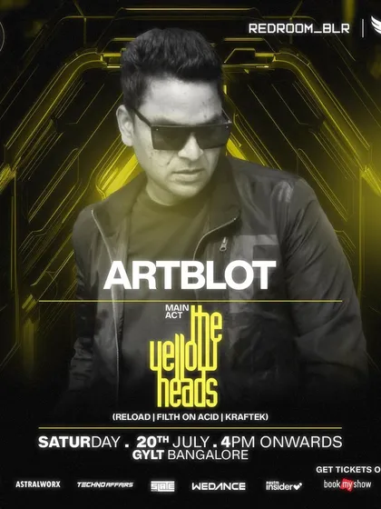 My flyer for a massive Saturday night at Gylt, supporting the legendary masked duo, The Yellow Heads.
