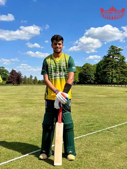 A confident pose from Hitesh on the beautiful English cricket grounds.