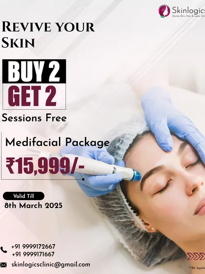 Celebrate Women's Day with our "Revive Your Skin" package. This offer includes a Buy 2, Get 2 Free deal on Medifacial sessions to help you achieve glowing, healthy skin.