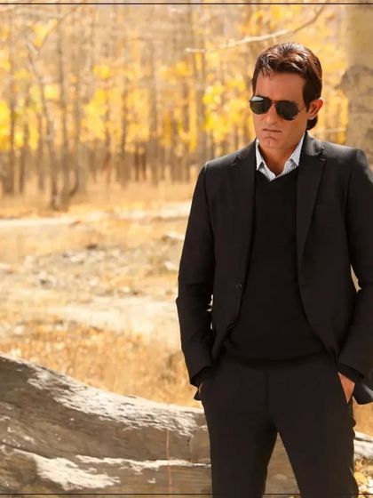 Akshaye Khanna in another one of my designs, a classic black blazer layered for a cool, autumnal look. My assortment is designed to accentuate a modern man's delicacy and style.