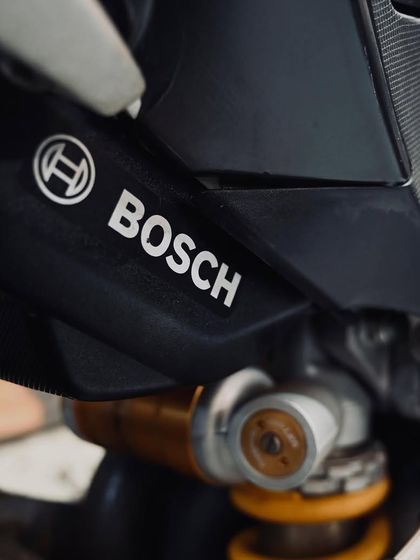 A shot of the Bosch electronics unit on the Aprilia, a key part of its advanced rider aids.