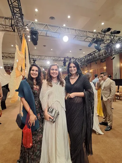 Mingling at the 'Nad – The Sound of the Looms' event. My pleated saree stood out for its modern texture and fluid drape.