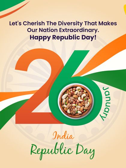 On Republic Day, let's cherish the diversity that makes our nation extraordinary. A bowl of my mixed nuts is a small, healthy way to celebrate our unity.