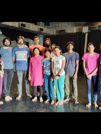 The team that learns together, grows together. A group photo of the participants and facilitator of our theatre lighting workshop, celebrating Diwali, the festival of lights.