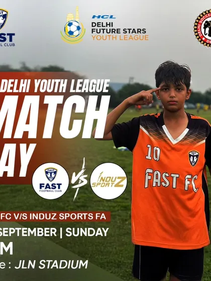 The official match day graphic for our U13 team's game at the JLN Stadium.