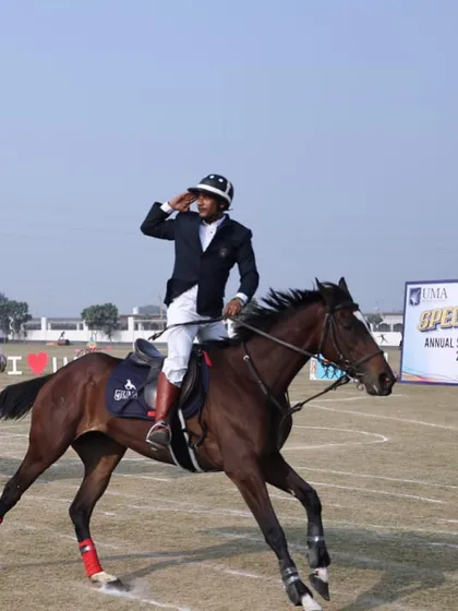 An equestrian salutes during a sports event, a moment that captures the discipline, pride, and sportsmanship we instill in our riders.