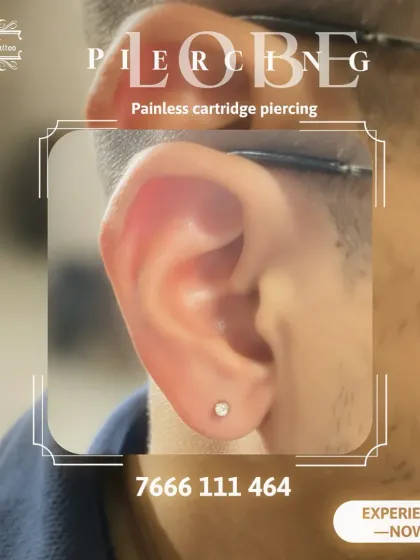 A classic lobe piercing is timeless. We use a painless cartridge method that is quick, safe, and perfect for a first-time piercing.