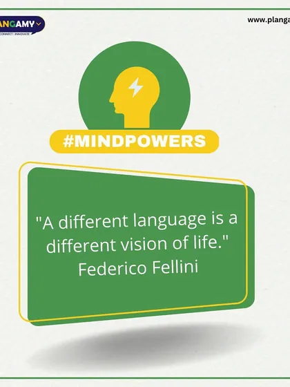 This graphic features an inspiring quote from Federico Fellini: "A different language is a different vision of life," reflecting our philosophy on skill development.