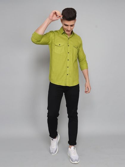 A full-length shot with the model in a dynamic pose, adding energy and a lifestyle feel to the product image.