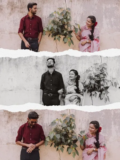 A duplicate of ID 332, this creative collage adds a vintage touch to a couple's pre-wedding photos.