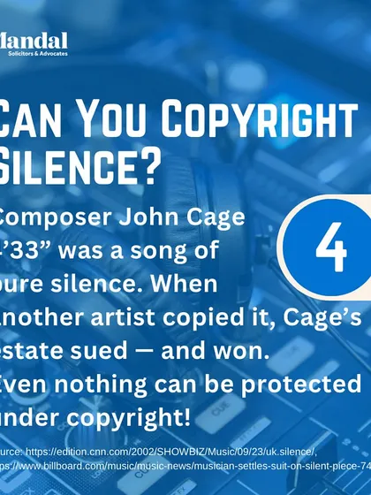 Can you copyright silence? Composer John Cage's estate successfully sued another artist for copying his silent composition, 4'33". Even nothing can be protected.