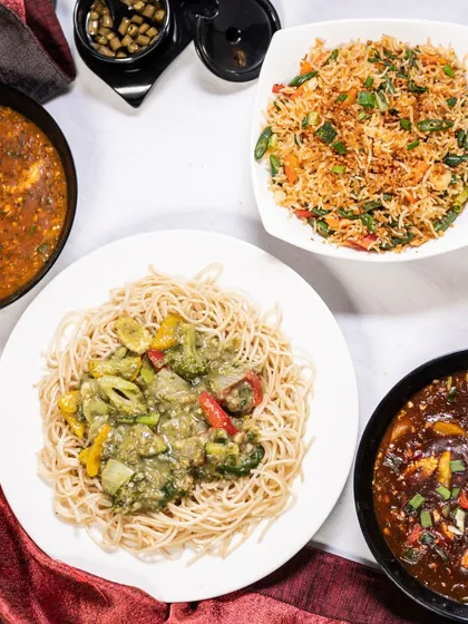A full Indo-Chinese spread to satisfy all your cravings. From noodles and rice to rich gravies, there's something for everyone to enjoy.
