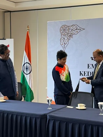 Our athlete being recognized by Indian officials in Indonesia. This level of recognition highlights the significance of their achievements in global MMA.
