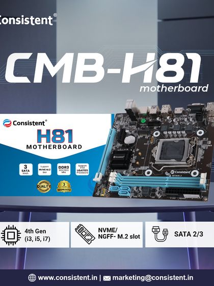 The CMB-H81 motherboard provides a solid foundation for systems using 4th generation Intel processors. It supports DDR3 RAM and includes an NVMe M.2 slot, offering a blend of compatibility for older components with modern storage speed.