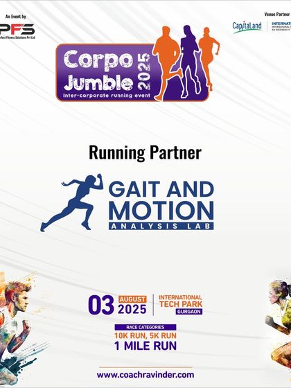 Announcing our partnership with Gait and Motion Analysis Lab for Corpo Jumble 2025. We focus on smart, injury-free running by collaborating with technical experts.