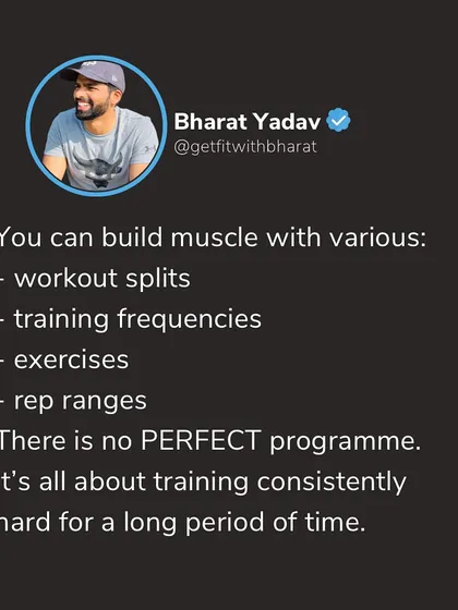There is no single "perfect" program. You can build muscle with various workout splits, frequencies, and exercises. The most important thing is training consistently and with effort.