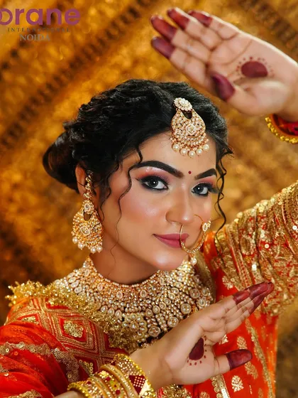 An expressive pose that captures the essence of a traditional Indian bride.