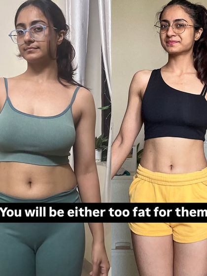 A young woman's transformation showing a reduction in body fat and a more defined midsection. This is about building healthy habits that last a lifetime.