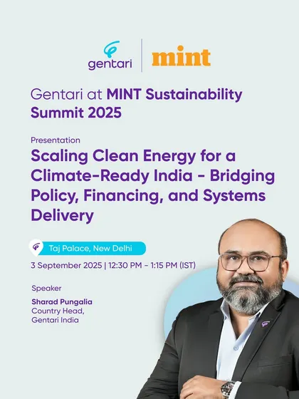 Our Country Head, Sharad Pungalia, presenting at the Mint Sustainability Summit on scaling clean energy for a climate-ready India. His session highlighted how to bridge policy, financing, and systems delivery to unlock net-zero pathways.