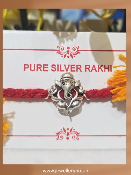 Our pure silver Ganesha Rakhi, a symbol of blessings and new beginnings for your beloved brother.