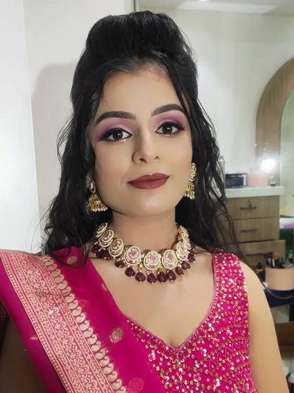 Another view of this glamorous pink eye makeup, perfect for a night of celebration.