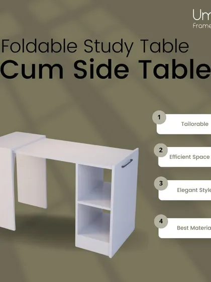 This foldable study table doubles as a side table, offering a space-efficient and elegant solution for modern homes.