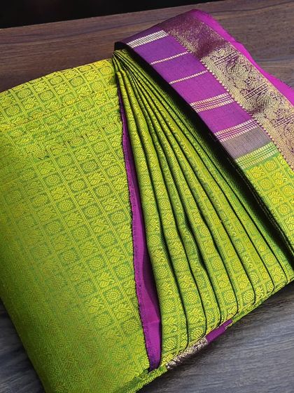 This perfectly pre-pleated and folded saree was done by my student, Dhivya, after attending my pre-pleating class.