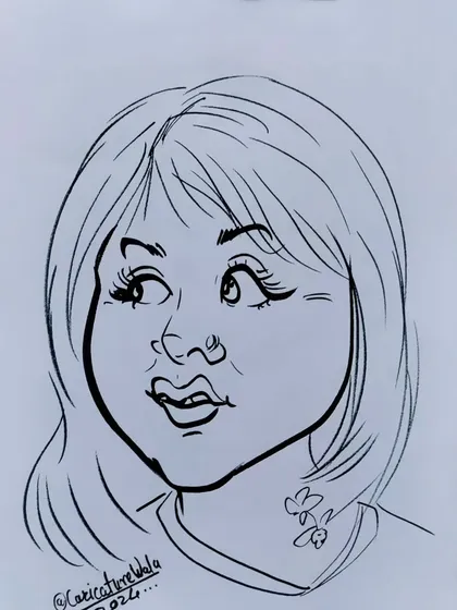 A sweet caricature of a girl with a thoughtful expression. One like for this would be great.