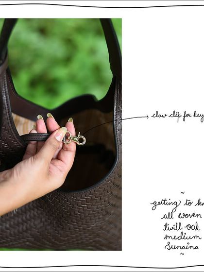 A close-up of the claw clip for keys inside the Medium Sunaina. This simple feature is a customer favorite for its practicality.