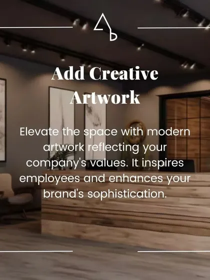 Creative artwork can elevate an office space and reflect a company's values. We use modern art to inspire employees, enhance the brand's sophistication, and add a layer of visual interest to the interior.