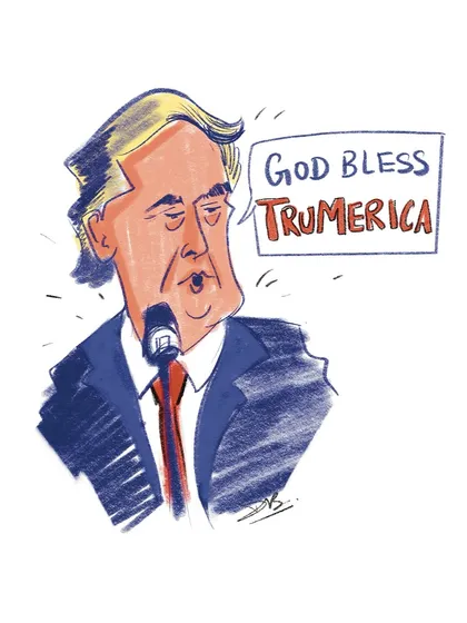 An editorial cartoon offering a satirical take on politics. Art can be a powerful tool for commentary and expression.