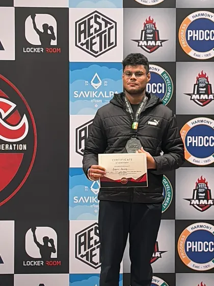 Holding up a hard earned silver medal at the ADCC India Open. This athlete showed incredible heart and skill throughout the tournament.