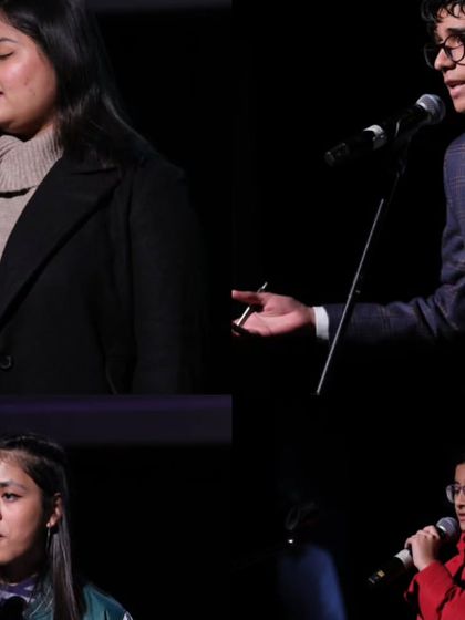 A collage of young contestants singing during the Charles Aznavour tribute contest. We provide a stage for emerging talent to showcase their skills and passion for French music.