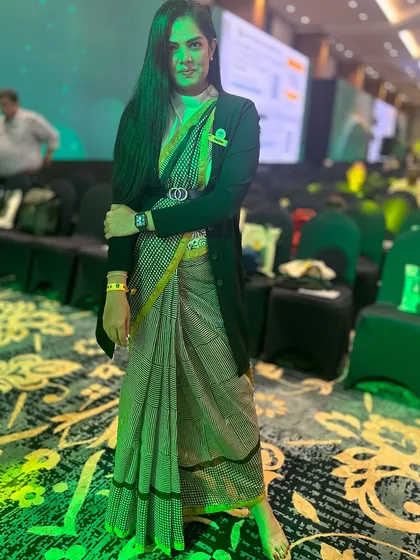 Power dressing, the ethnic way. Here, I've styled a simple cotton saree with a jacket and belt for a professional yet powerful statement look, perfect for transforming your boardroom attire.
